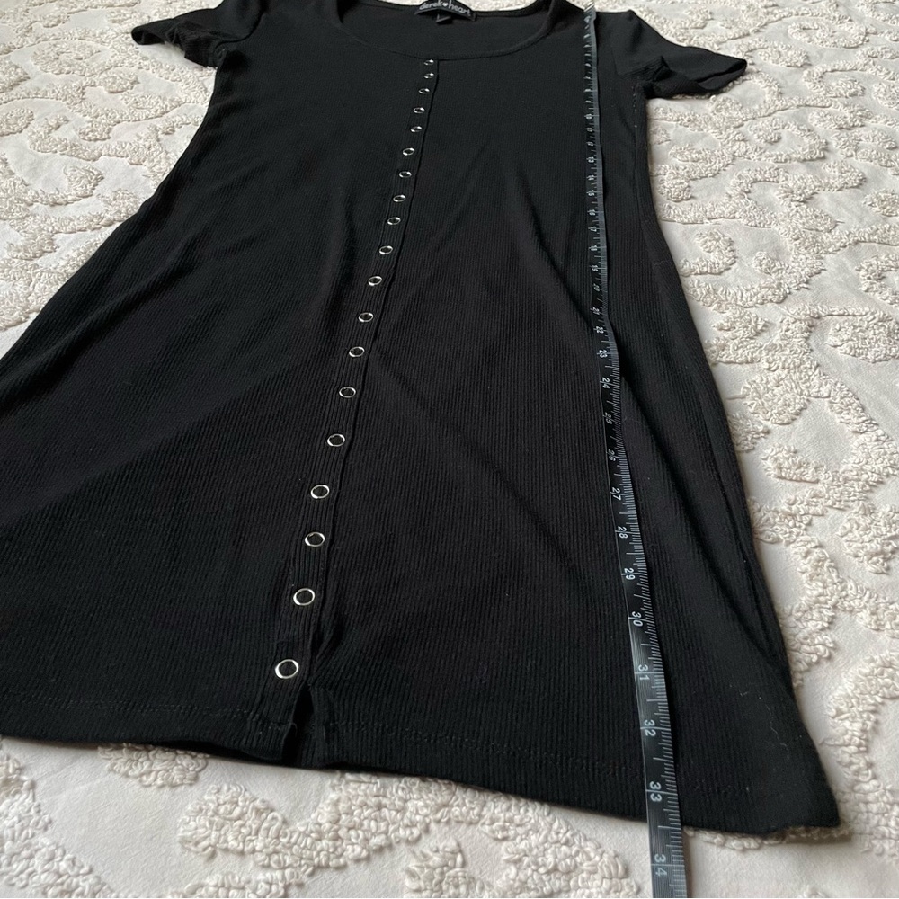 Black Ribbed Y2K Button Design Dress medium 90s - Picture 3 of 8